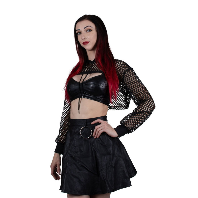 Holy Moly Fishnet Crop Hoodie