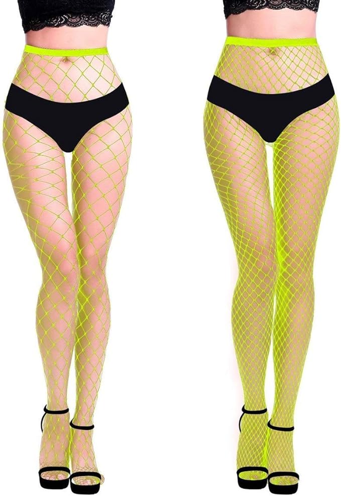 Neon yellow fishnet stockings hotsell